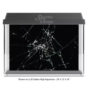 Black Glass Break Shatter Polyester Fish Tank Glass Backdrop Aquarium Background - Picture 1 of 1