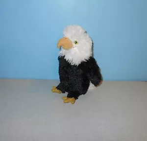 Niedlicher 8 Zoll Aurora Chenille weicher Weißkopfseeadler schwarz & weiß Vogel Bohne Plüschtier - Bild 1 von 2