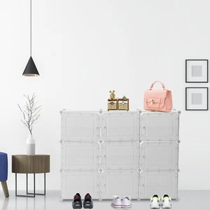 6 Tier Shelf Stackable Storage Organizer Shoe Rack Clear Door Unit Cube Cabinet - Picture 1 of 12