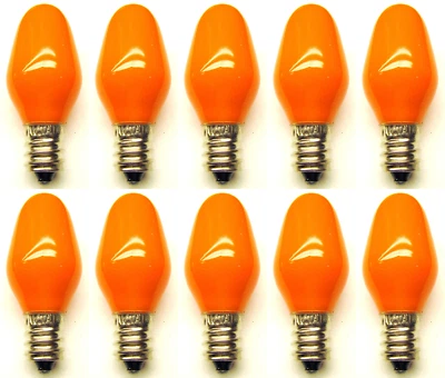 CEC INDUSTRIES Box of 10 Bulbs 7C7/CO/120V 7 Watt 120 Volt Screw Base E12 Ceramic Orange
