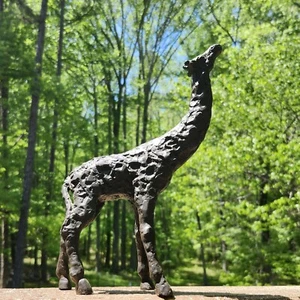 Bronze Giraffe Statue Skulptur Modernist Brutalist grob behauen 12" Figur - Bild 1 von 12