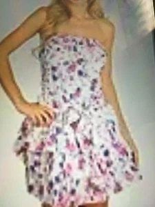 NWT floral violet ruffled & self belted top or sundress by Pop Star/small/Sz.5 - Picture 1 of 1