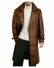 Mens Genuine Brown Leather Coat Brown Leather Jacket Long Coat Winter Many Sizes