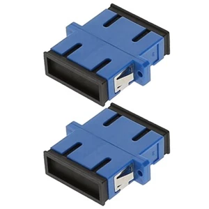 2x SC to SC Duplex Multimode Flange Fiber Optical Adapter Connector Coupler Blue - Picture 1 of 3