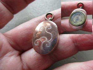 ANTIQUE VINTAGE EDWARDIAN COPPER TRENCH ART COMPASS WATCH FOB CHARM PENDANT OLD - Picture 1 of 10