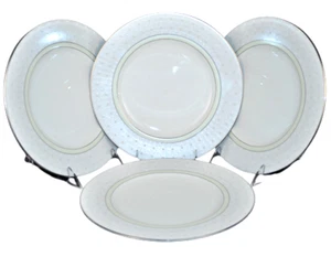NORITAKE Fine China Aria Platin Grün Rund Salat Akzent Teller Set/4 Neu - Bild 1 von 5