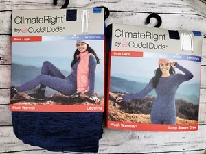 Climate Right Cuddl Duds Shirt Legging Set Women's Plus Size XXL Base Layer Blue - Picture 1 of 9