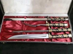 VINTAGE DUREX SOLINGEN GERMANY 4 PIECE STAINLESS HAND FORGED CARVING SET - Picture 1 of 10