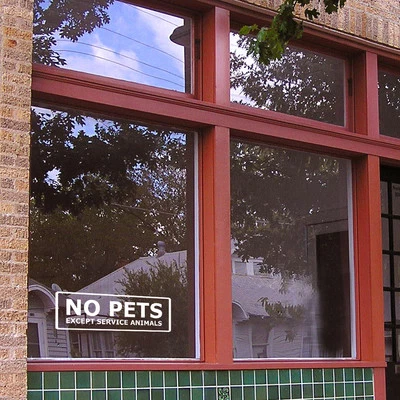 Letrero de pared ventana frontal sin mascotas excepto animales de servicio tienda calcomanía decoración Foto 1 de 4