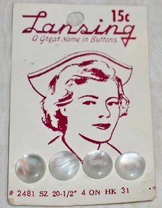 Vintage NURSE KNÖPFE 4 weiße LANSING ~ Pflege-Erinnerungsstücke ~ 1/2 Zoll ~ unbenutzt! - Bild 1 von 4