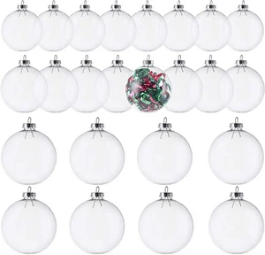 24 Pack Glass Christmas Ornament Balls Fillable Ornaments for DIY Craft Project - Picture 1 of 9