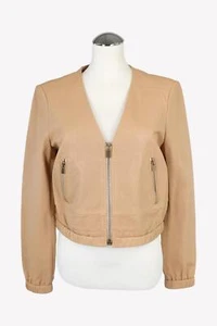 Club Monaco Damen Jacke Gr. 38 (M) Beige Leder Jacke Einfache Jacke  Jacke - Bild 1 von 5