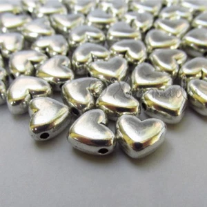 Cuentas espaciadoras antiguas enchapadas en plata de 10 mm en forma de corazón B8883 - 10, 20 o 50 piezas - Imagen 1 de 3