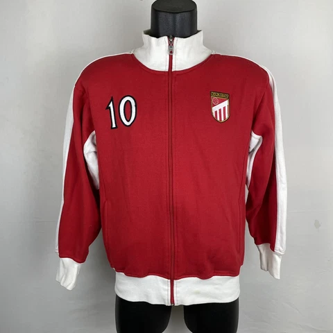 Manchester 10 Football Soccer Jacket Zip Up Sweater No Hood Size M Red White Cover