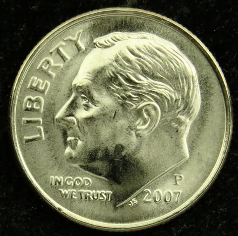 2007 P Uncirculated Satin Finish Roosevelt Dime BU (C01) Cover