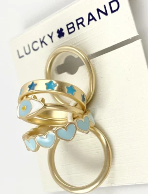Lucky Brand Evil Eye Heart Star Stack Ring Set, Size 5/6/7 NWT - Image 1 of 4