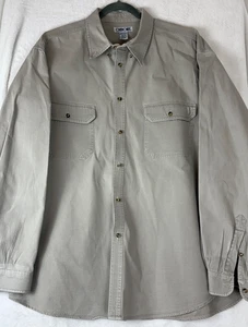 Vintage Cherokee Hemd Herren XL hellbraun Barn Chore Workwear Baumwolle Canvas Ranch Knopf - Bild 1 von 6