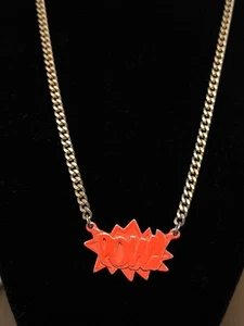 AMBUSH POW! Chain Necklace Pendant Red Gold Fashion Jewelry Used - Picture 1 of 7