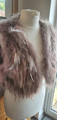 TOPSHOP BOHO FESTIVAL FEATHER WAISTCOAT GILET CAPE, SIZE 8, NWOT RRP £99 - Image 1 of 4