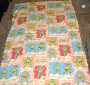 Vintage 1988 TMNT Full Size Twin Bettlaken flach Teenage Mutant Ninja Turtles - Bild 1 von 4