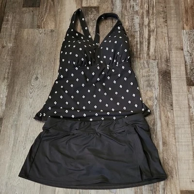 Traje de baño Tankini y Skort Lands End talla 8/10DDD acolchado entrecruzado espalda playa Foto 1 de 4