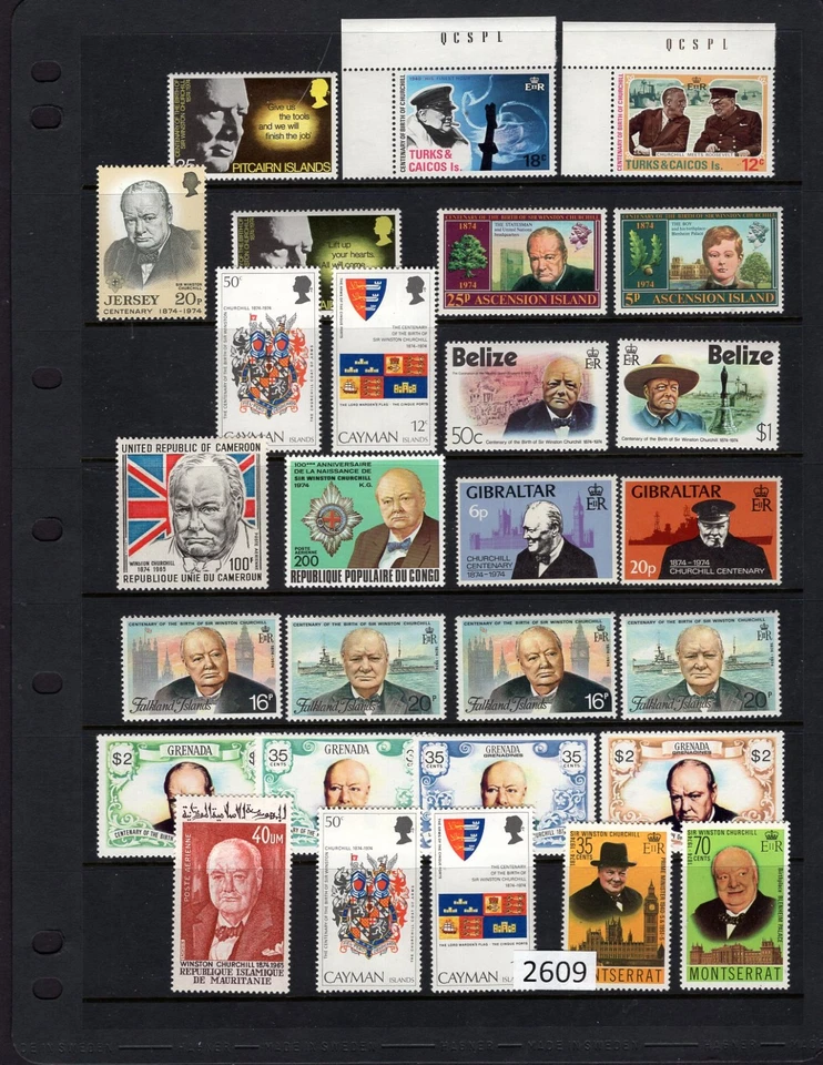 (2609) Winston Churchill, vários países sem marca de charneira parte dois - Imagem 1 de 1