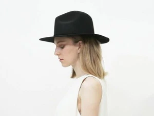 NWT Lack Of Color Trendy Black Wool Hat Elrod Australian Wool Hat S/M Fedora - Picture 1 of 5