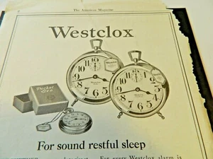 WESTCLOX B&W AD PAGE FROM MAGAZINE 1923, APPROX.10X7 SIZE EDGES UNEVEN - Picture 1 of 6