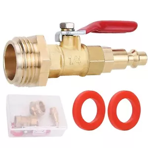 Brass RV Winterize Blowout Adapter 1/4" Male Quick Connect Plug 3/4" Male GHT - Picture 1 of 7