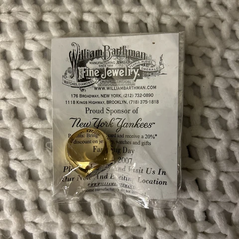 New York Yankees Fan Ring Day SGA 7/8/2007 William Barthman Jewelry Sealed Cover