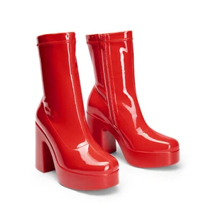 Women's Platform Gogo Ankle Boots Chunky High Heels Y2K Style Fashion Booties - Picture 1 of 33