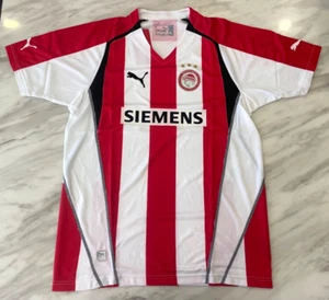 Puma FC Olympiacos Home Vintage T Shirt Football White Jersey Siemens Soccer L - Picture 1 of 15