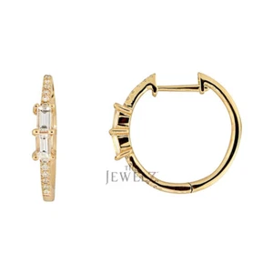 Orecchini a cerchio oro 14 carati 0,30 CT tondi e baguette VS/F-G diamanti - The Jewelz - Foto 1 di 3