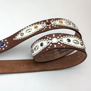 Studded Belt Western Style Peanuts Pin to centerHole 38 DarkBrown Leather JPN - Picture 1 of 14