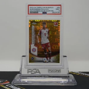 PSA 9 MINT Aleksandar Pavlovic Gold Bundesliga 60 Year Foil #88 2023-24 Topps CH - Picture 1 of 2