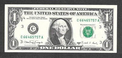 1988A $1 Web Note FRN, fr. 1917, C66465757A Run 11-CA Block 3-4 UNC - Image 1 of 2