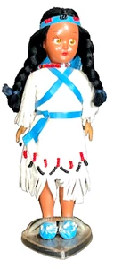 Native American Indian Doll Woman w Baby Papoose Sleepy Eyes Braids 1950 Vintage - Picture 1 of 11
