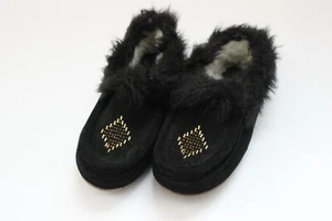 Sox-Tab Slippers Size 8 Black Faux Fur  - Picture 1 of 8
