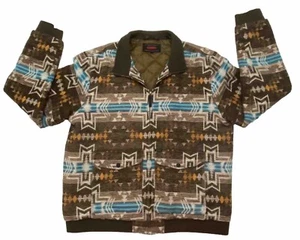 Rock & Roll Aztec Western All Over Southwestern Pattern Bomber Jacket Men's XL - Picture 1 of 16