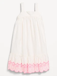 NWT Old Navy Girls Sleeveless Embroidered Dress Cream Pink Many sizes - Picture 1 of 9