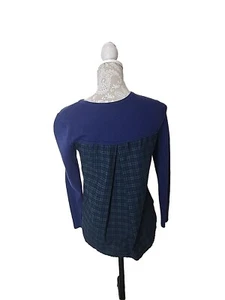 Vineyard Vines Sweater Navy Plaid Merino Wool Blend Women's XS - Picture 1 of 8