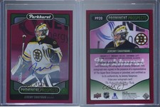 2021 Parkhurst Prominent Prospects Red Autos /10 Jeremy Swayman Rookie Auto RC