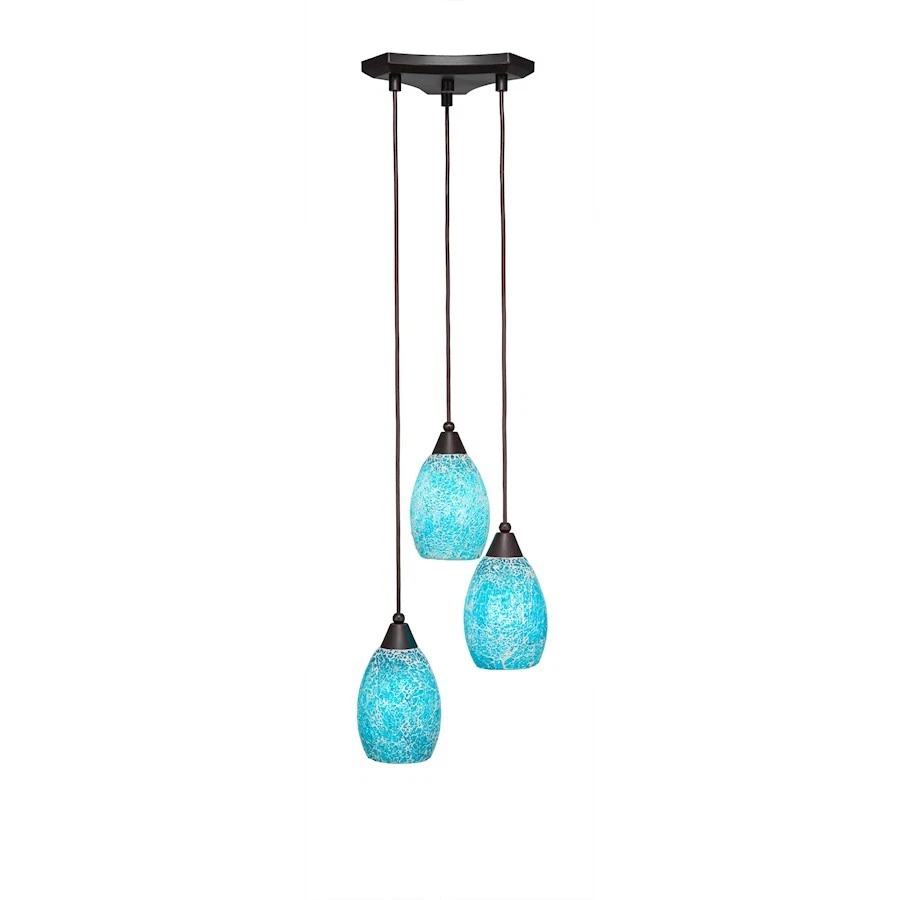 Toltec Europa 3 Light Mini Pendant, Granite, 5" Turquoise Fusion - 28-DG-5055 - Image 1 of 1