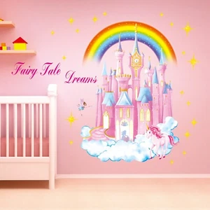 Pegatinas de pared Decowall SG-2207 castillo arco iris para niños niñas sala de estar dormitorio - Imagen 1 de 8