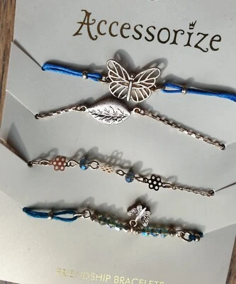 Vier Accessorize ARMBÄNDER Neu Schmetterling Freundschaftsarmband OVP Blau - Bild 1 von 3