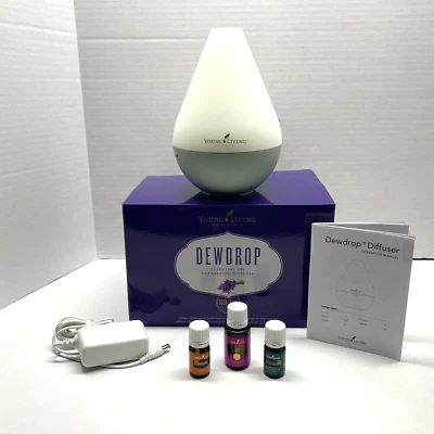Young Living Dewdrop Essential Oil Ultrasonic Diffuser w/ 3 Bottles of Oil New - Image 1 of 4