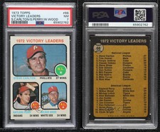 1973 Topps League Leaders Steve Carlton Gaylord Perry Wilbur Wood #66 PSA 7 HOF