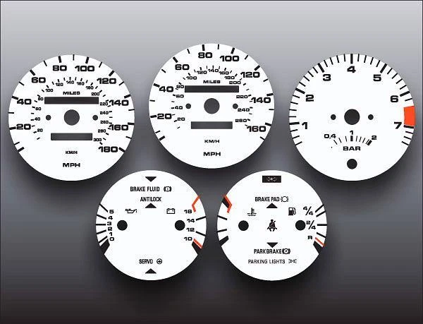 Medidores de cara blancos para Porsche 944 Turbo 1986-1991 Foto 1 de 4