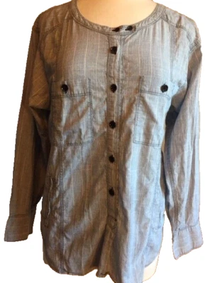 ISABEL MARANT Etoile 3 L Blue Chambray Striped Button Down Shirt Top Tunic #1571 - Image 1 of 4