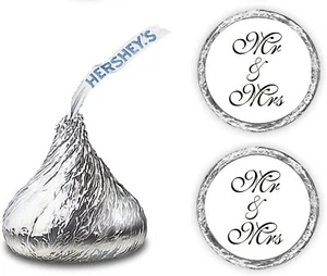 216 Mr & Mrs Hershey Kiss Wedding Stickers, Chocolate Drops Labels Stickers For - Picture 1 of 3